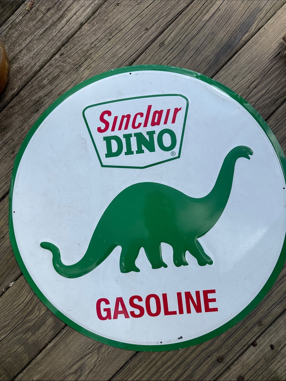 Sinclair Dino Green Gasoline Decorative Metal Sign - Green & White vintage retro